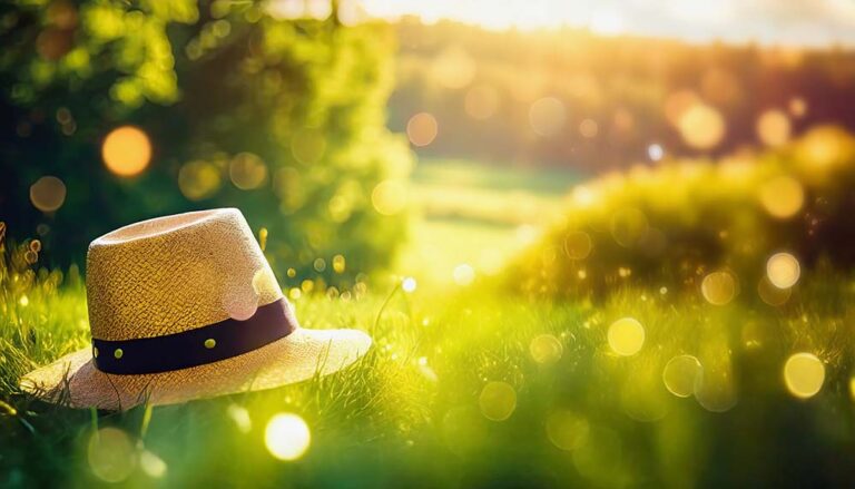 chapeau dans un champ pour un weekend en famille à la campagne