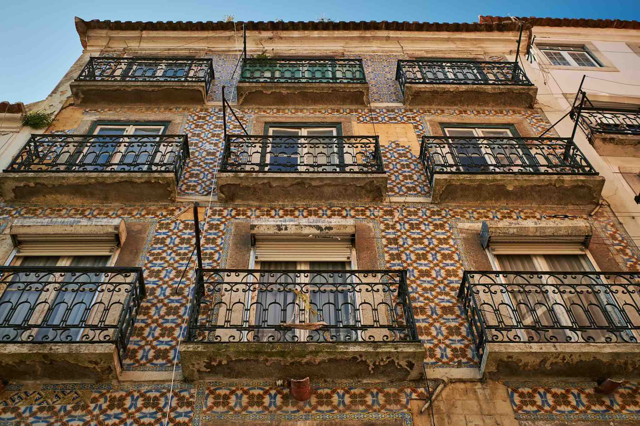 Façade de Lisbonne avec des carreaux