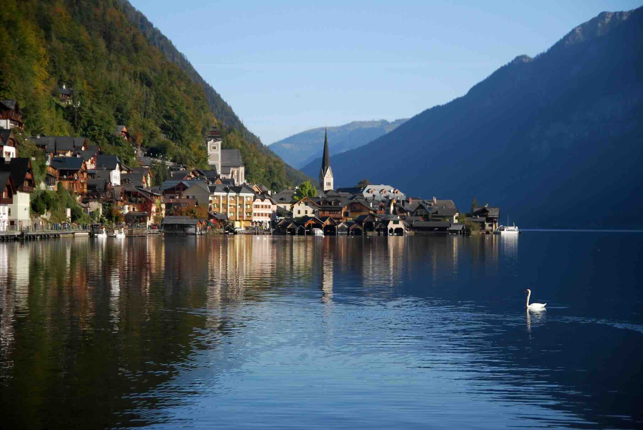 Village en bord de lac en Autriche