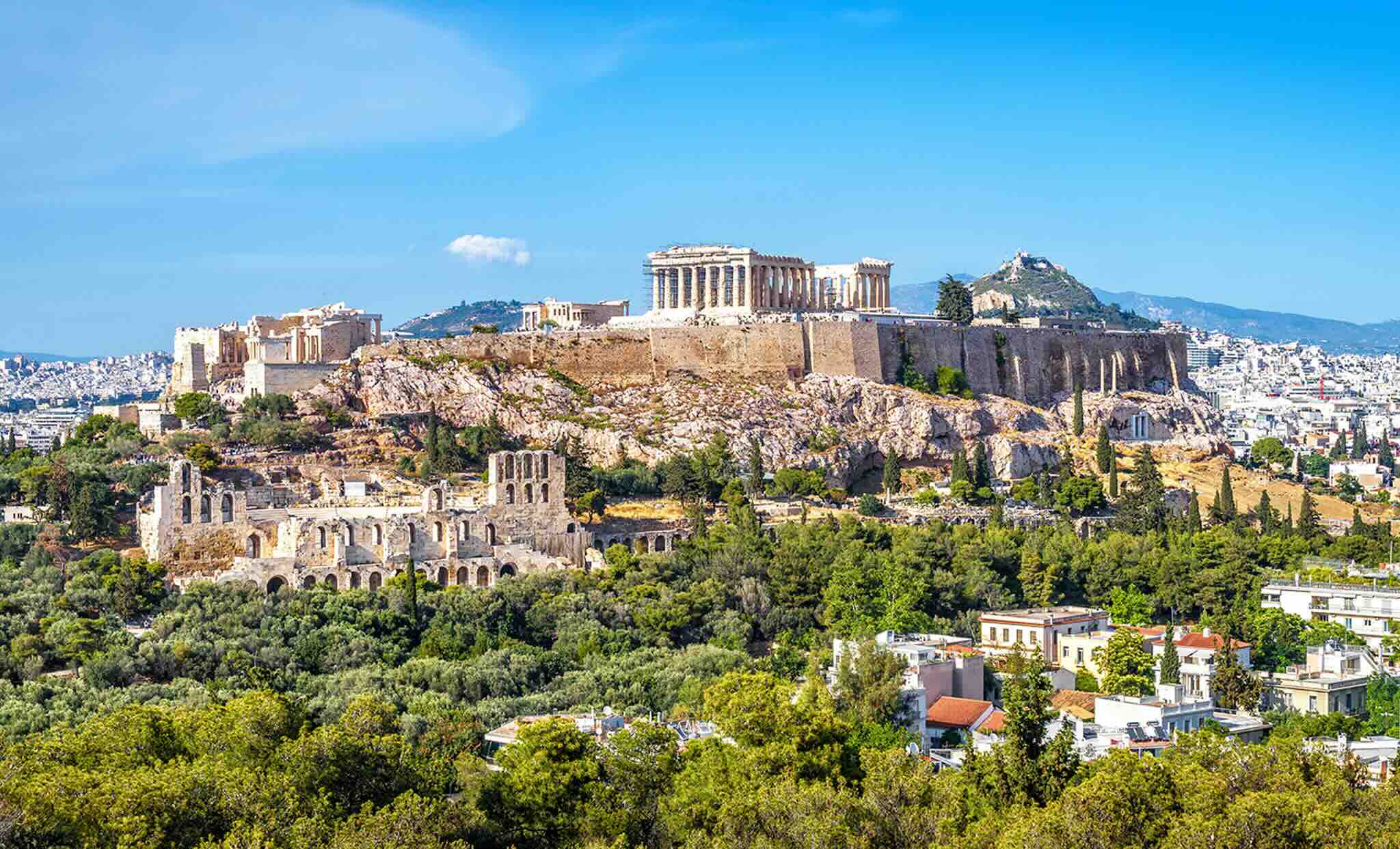 Panorama sur Athènes avec l'Acropole