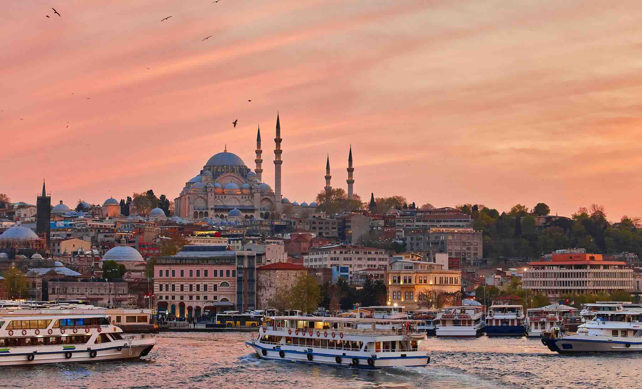 Coucher de soleil sur Istanbul et Sainte Sophie