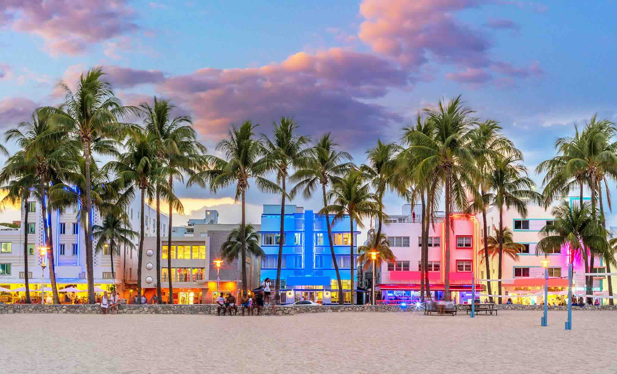 Miami beach et ses maisons colorées