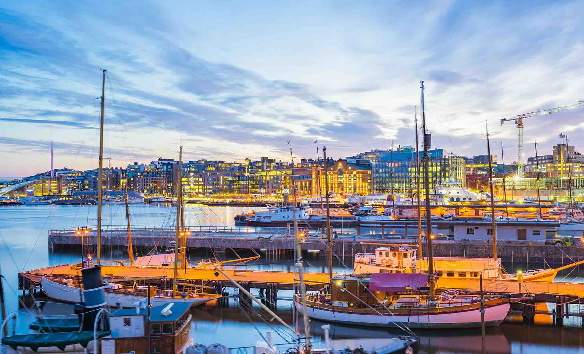 Port à Oslo en fin de journée