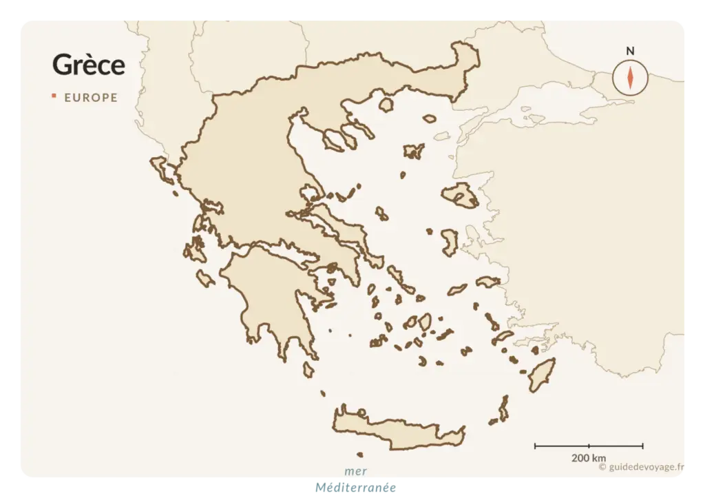 Carte vierge de la Grèce